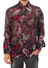 Red Paisley Velvet Sheer Shirt