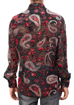 Red Paisley Velvet Sheer Shirt