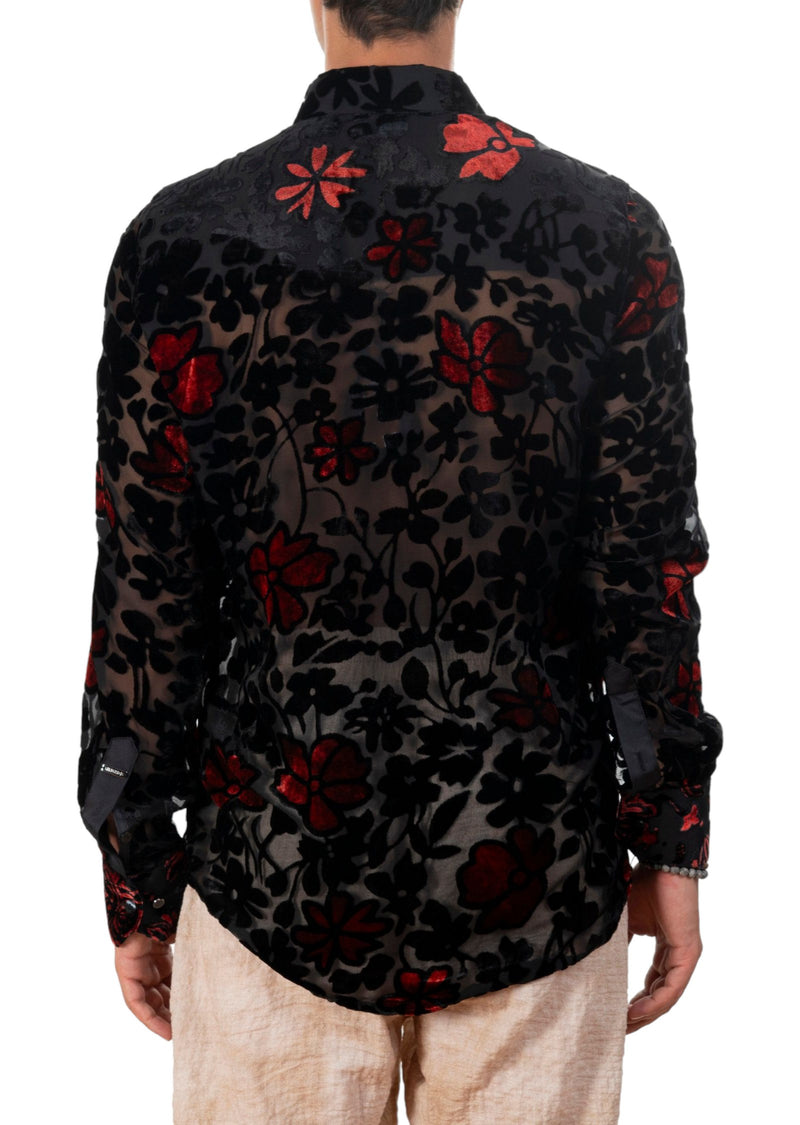 Black Red Linden Velvet Shirt