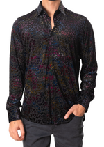 Black Multicolor Leopard Velvet Shirt