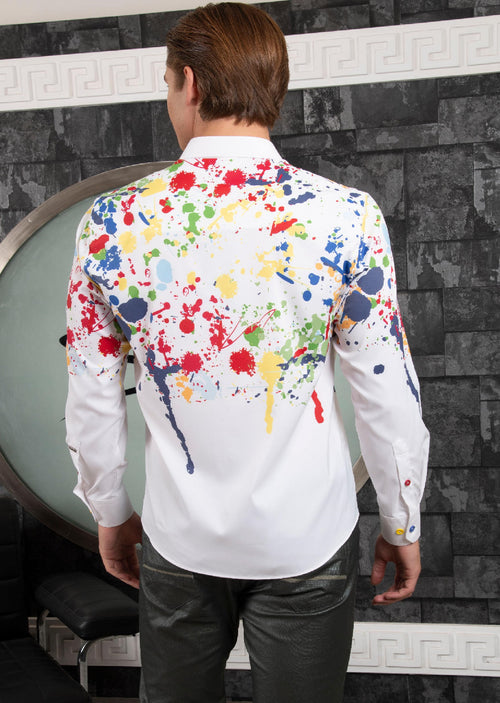 White Splash Paint Print Shirt