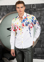 White Splash Paint Print Shirt