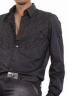 Black Meander Embroidery Shirt