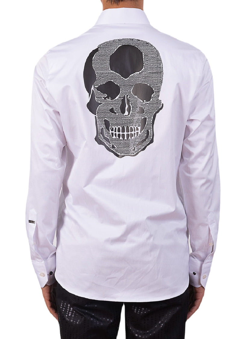 White "Silicon Skull" Rhinestone Shirt