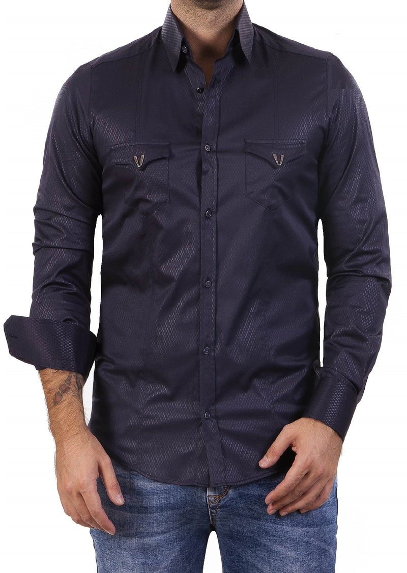 Navy Pocket Micro Square Shirt