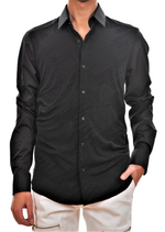 Black Tonal Silicon Studded Shirt