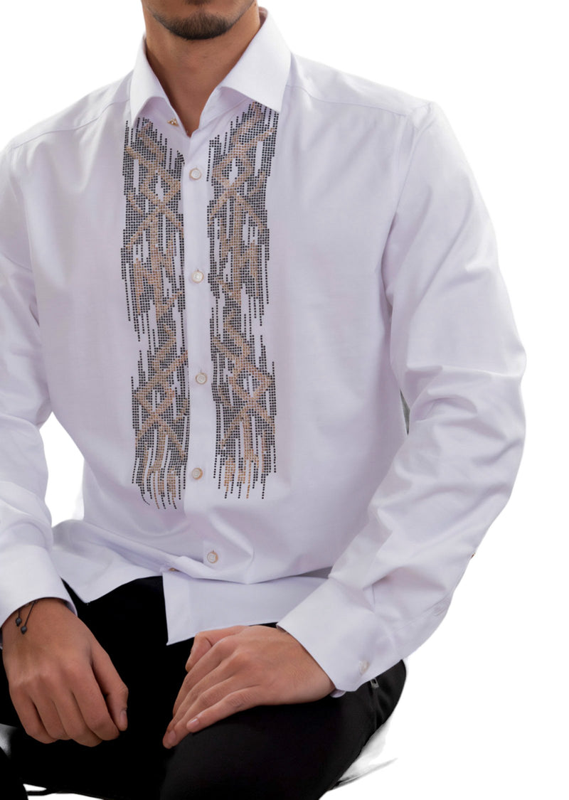 White Mirror Effect Rhinestone Shirt