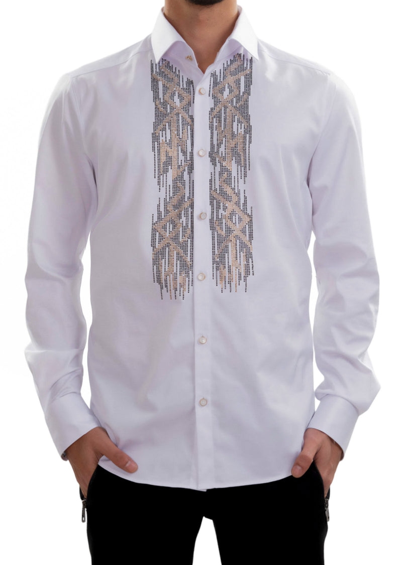 White Mirror Effect Rhinestone Shirt