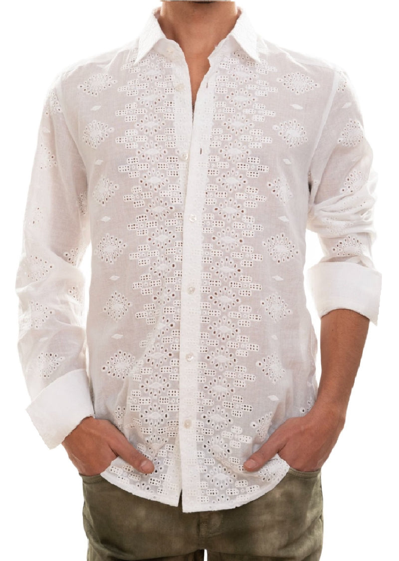 White Diamond Cotton Lace Shirt