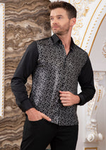 Black Silver Web Sequin Shirt