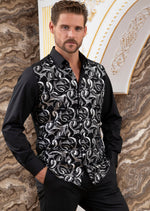 Black Silver Wave Sequin Luxe Shirt