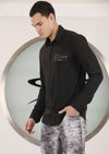 Black Emboss Zipper Knit Shirt