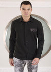 Black Emboss Zipper Knit Shirt