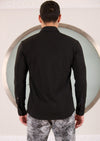 Black Emboss Zipper Knit Shirt