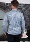 Blue Silver Wave Foil Knit Shirt