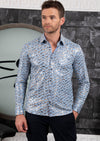 Blue Silver Wave Foil Knit Shirt