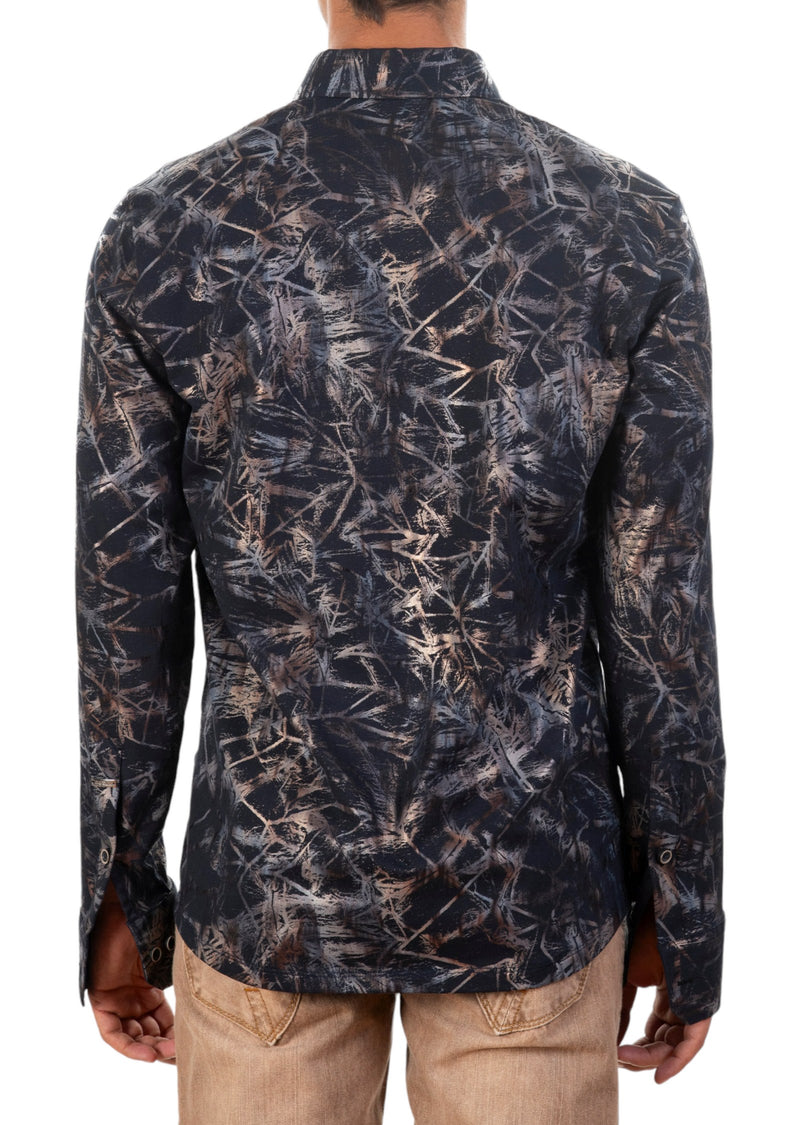 Black Shattered Foil Knit Shirt