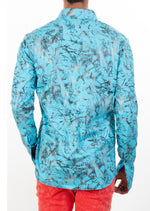 Blue Shattered Foil Knit Shirt