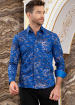 Royal Blue Shattered Foil Knit Shirt