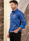 Royal Blue Shattered Foil Knit Shirt