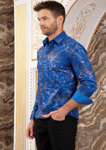 Royal Blue Shattered Foil Knit Shirt