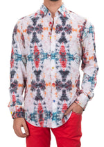 White Red Dejavu Print Shirt