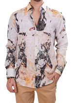 White Marble Effect Print Shirt