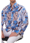 Blue Marble Effect Print Shirt