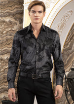 Black Silver Triangle Velvet Shirt