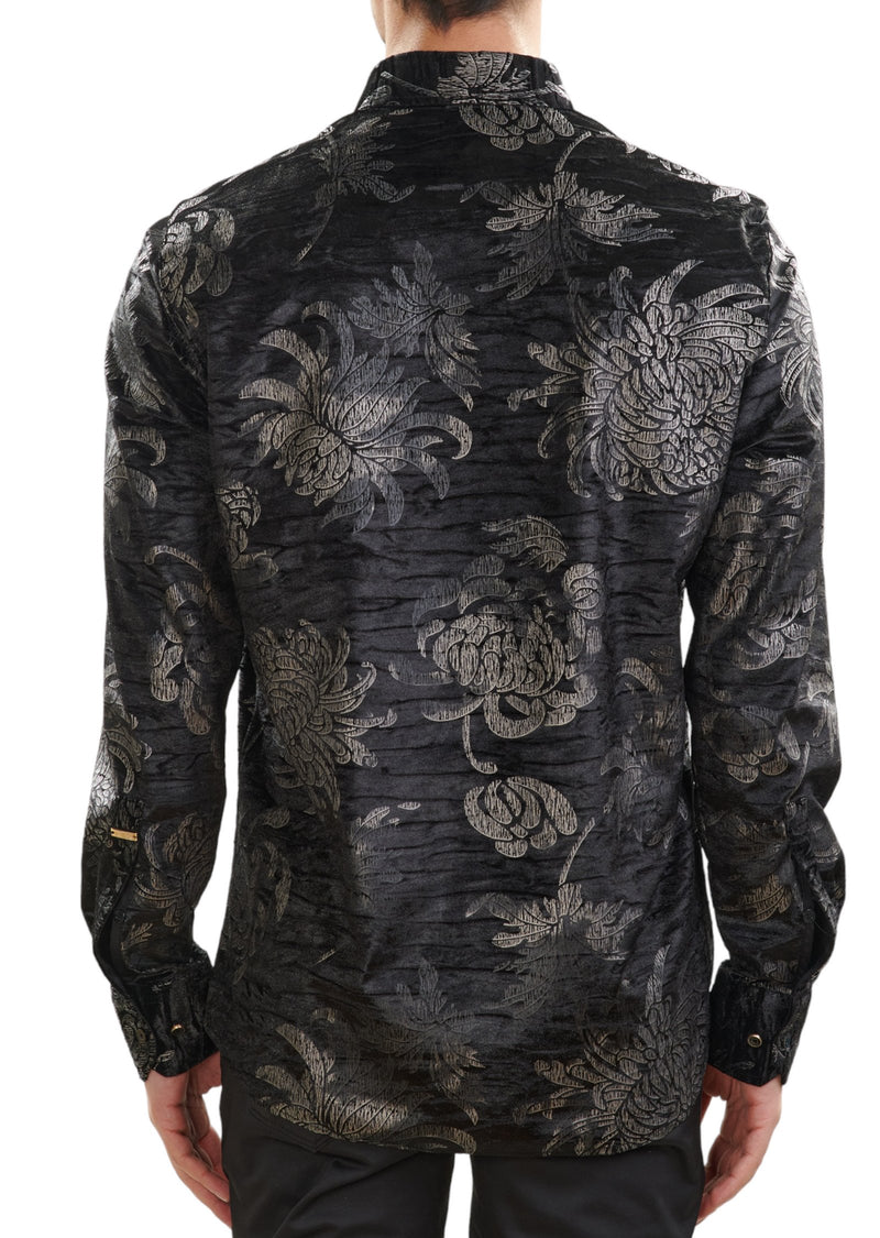 Black Bloom Floral Velvet Shirt