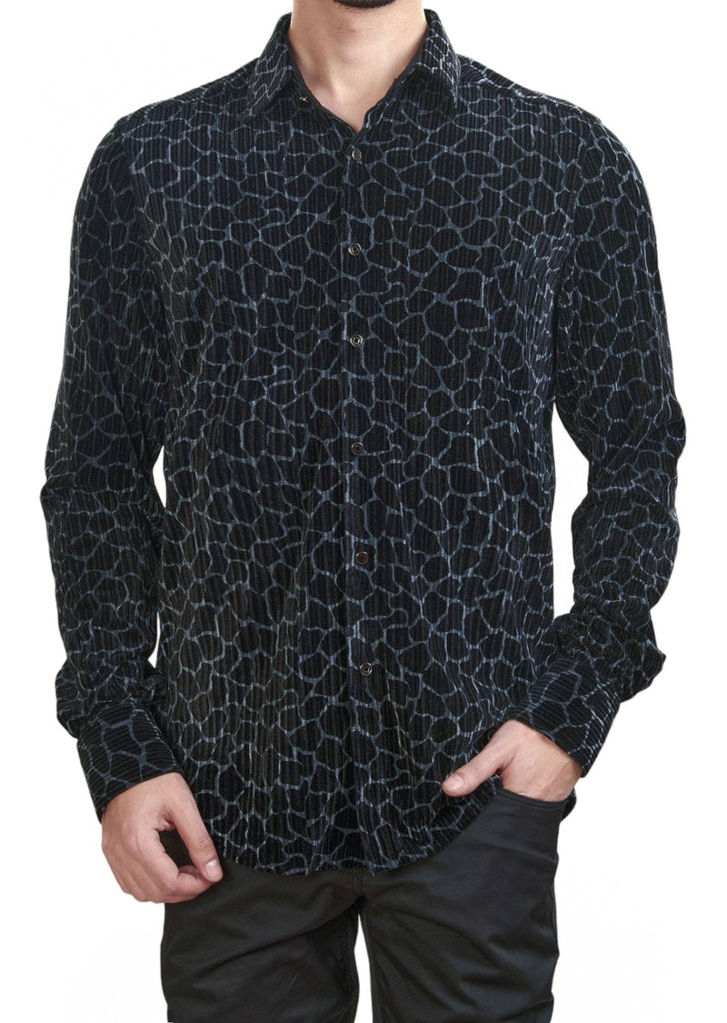 Black Silver Leopard Velvet Shirt