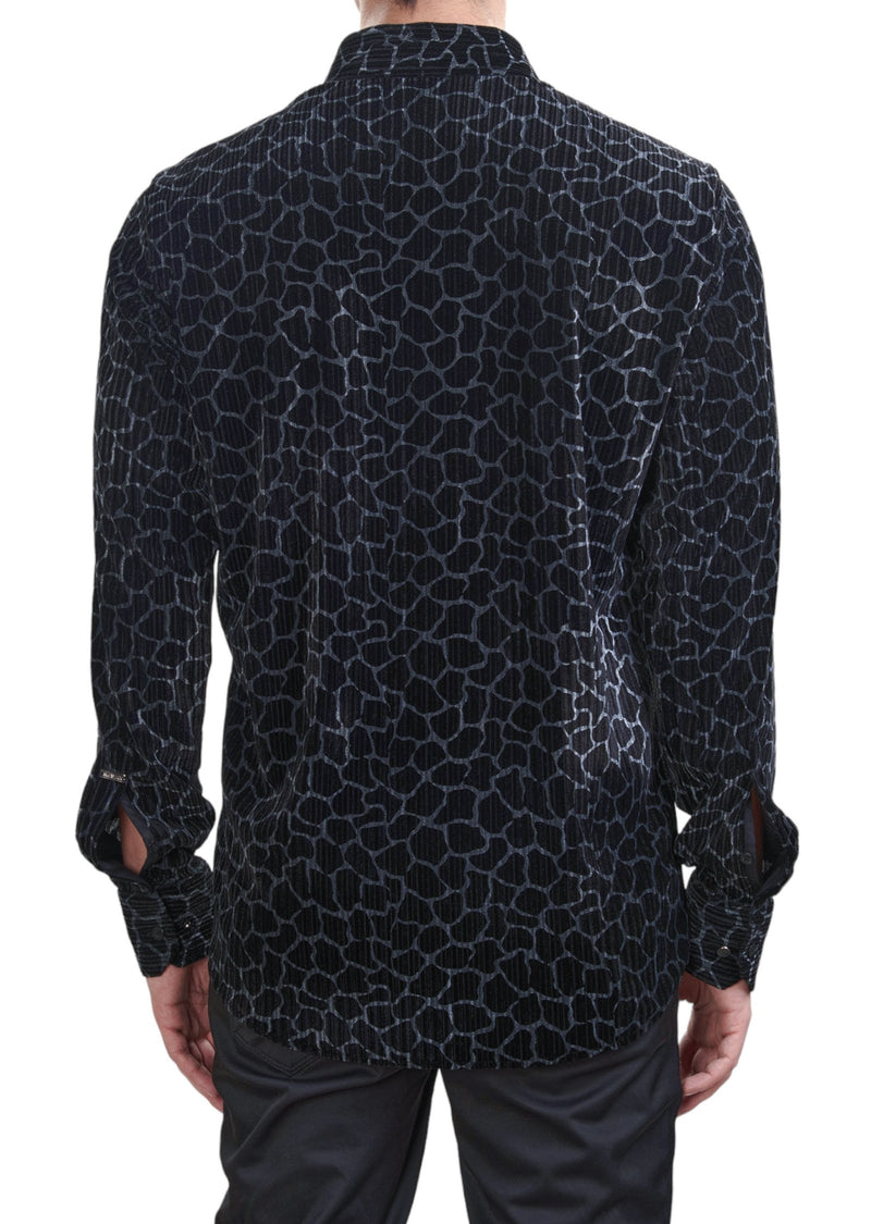 Black Silver Leopard Velvet Shirt