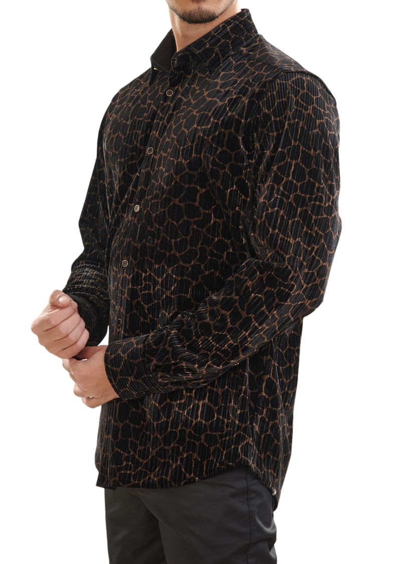 Black Gold Leopard Velvet Shirt