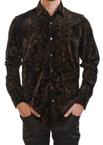 Black Brown Square Velvet Shirt