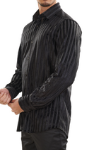 Black Herringbone Sheer Velvet Shirt