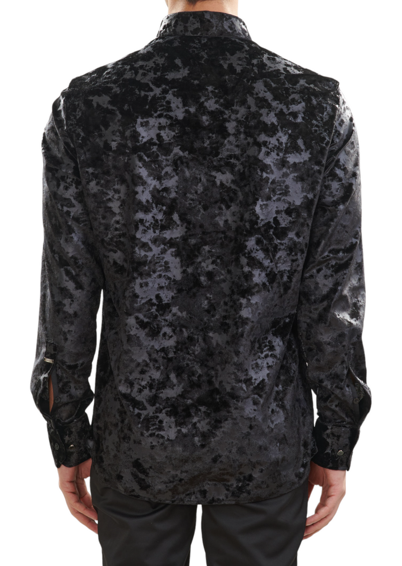 Black Splash Pattern Velvet Shirt