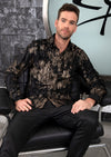 Black Gold Crush Velvet Shirt