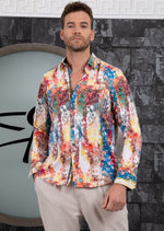 White Brushstroke Floral Silky Shirt