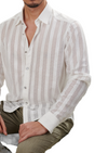 White Tonal Stripe Lace Shirt