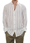 White Tonal Stripe Lace Shirt