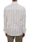White Tonal Stripe Lace Shirt