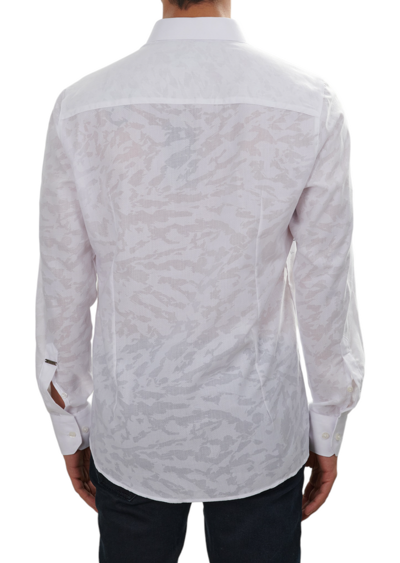 White Black Geo Paneled Shirt