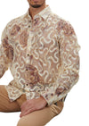 Beige Floral Lace Corded Shirt
