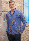 Royal Blue Luxe Paisley Silky Shirt