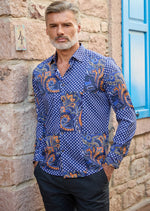 Royal Blue Luxe Paisley Silky Shirt
