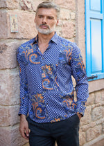 Royal Blue Luxe Paisley Silky Shirt