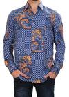 Royal Blue Luxe Paisley Silky Shirt