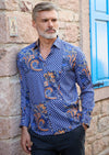 Royal Blue Luxe Paisley Silky Shirt