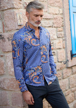 Royal Blue Luxe Paisley Silky Shirt