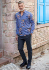 Royal Blue Luxe Paisley Silky Shirt